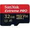SanDisk MicroSDHC Extreme Pro 32GB + SD Adapter (SDSQXCG-032G-GN6MA)  [100 MB/s, V30, UHS-1, U3, A1]
