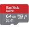 SanDisk MicroSDXC Ultra 64GB + SD Adapter + Memory Zone Android App  (SDSQUAR-064G-GN6MA)  [100 MB/s, Class 10, UHS-I A1, U3]