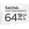 SanDisk microSDXC High Endurance 64GB, incl. Adapter  (SDSQQNR-064G-GN6IA)  [100 MB/s, Class 10, UHS-3]