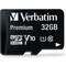 Verbatim 44083 microSDHC Card 32GB, Premium, Class 10, U1 (R) 90MB/s, (W) 10MB/s, SD Adapter, Retail-Blister
