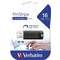 Verbatim 49316 USB 3.2 Stick 16GB, PinStripe, schwarz (R) 30MB/s, (W) 10MB/s, Retail-Blister