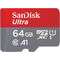 SanDisk microSDXC Card 64GB, Ultra, Class 10, U1, A1 (R) 140MB/s, SD Adapter, Retail-Blister  [SDSQUAB-064G-GN6MA]