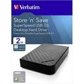 Verbatim 47683 Festplatte 2TB, USB 3.0, 8.89cm (3.5"), schwarz Store'n'Save, 3D Optik, Software, Retail