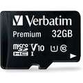 Verbatim 44083 microSDHC Card 32GB, Premium, Class 10, U1 (R) 90MB/s, (W) 10MB/s, SD Adapter, Retail-Blister
