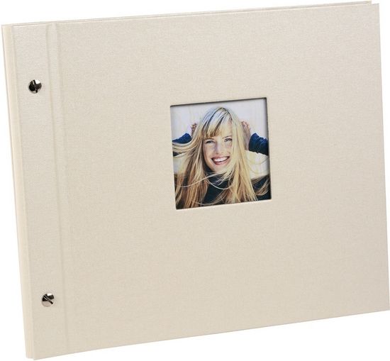 Goldbuch 26848 Schraubalbum Chromo beige  [30x25cm, 60 schwarze Seiten, erweiterbar, m. Ausstanzung f. eigenes Bild]