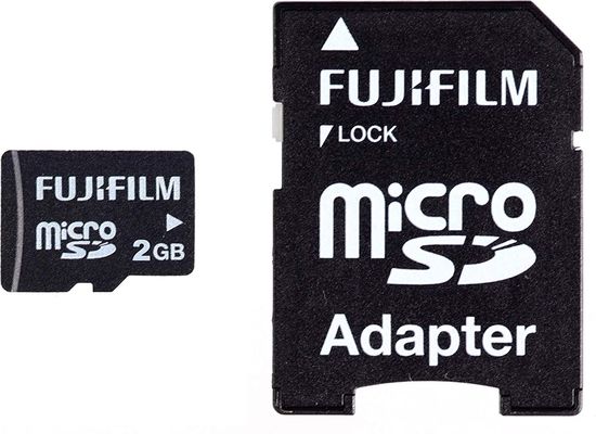 Fuji micro-SD Karte 2GB High Quality incl. SD-Adapter  [High Quality: MLC-Chip, 53x, Lesen: 7,7 MB/s, Schreiben: 6,8 MB/s]