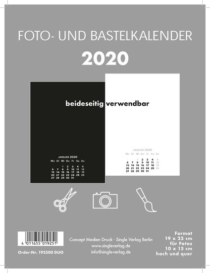 Kalender 2022 Duo fr 10x15  Gre 19x25 cm, hoch + quer 50 Stck