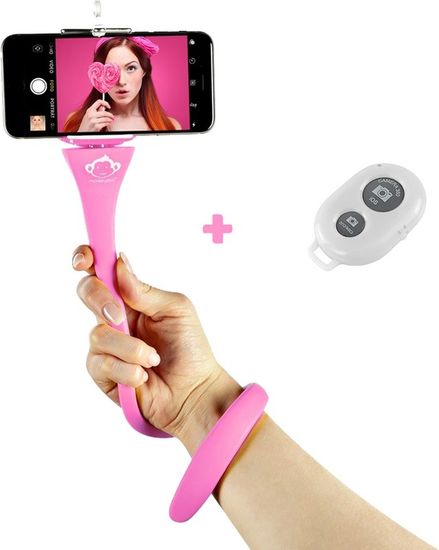 MONKEYSTICK pink - Biegsamer Selfie Stick fr Handy & GoPro/Flexibles Stativ/Rutschfeste Silikon Beschichtung