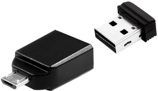 Verbatim 49822 USB 2.0 OTG Stick 32GB, Micro-B Adapter, Nano (R) 12MB/s, (W) 5MB/s, Retail-Blister