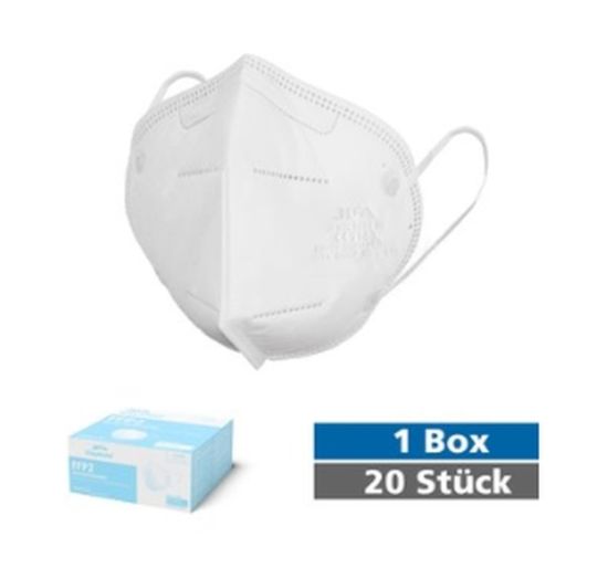 Siegmund Care 20er Box FFP2 Atemschutzmaske zertifiziert nach FFP2-Norm (Masken sind einzeln verpackt gefaltet, Modell JFM02)